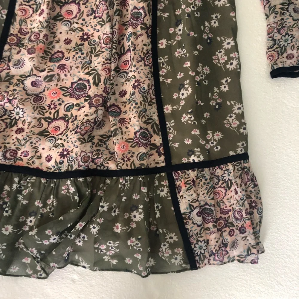 Juicy Couture NWOT pink green floral bohemian long sleeve mini dress - Picture 4 of 12